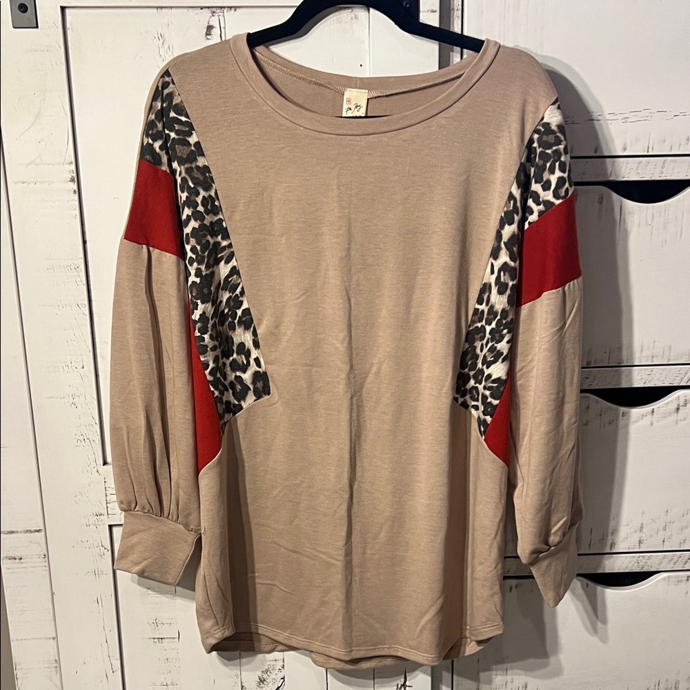 Leopard Print Colorblock Women's Top